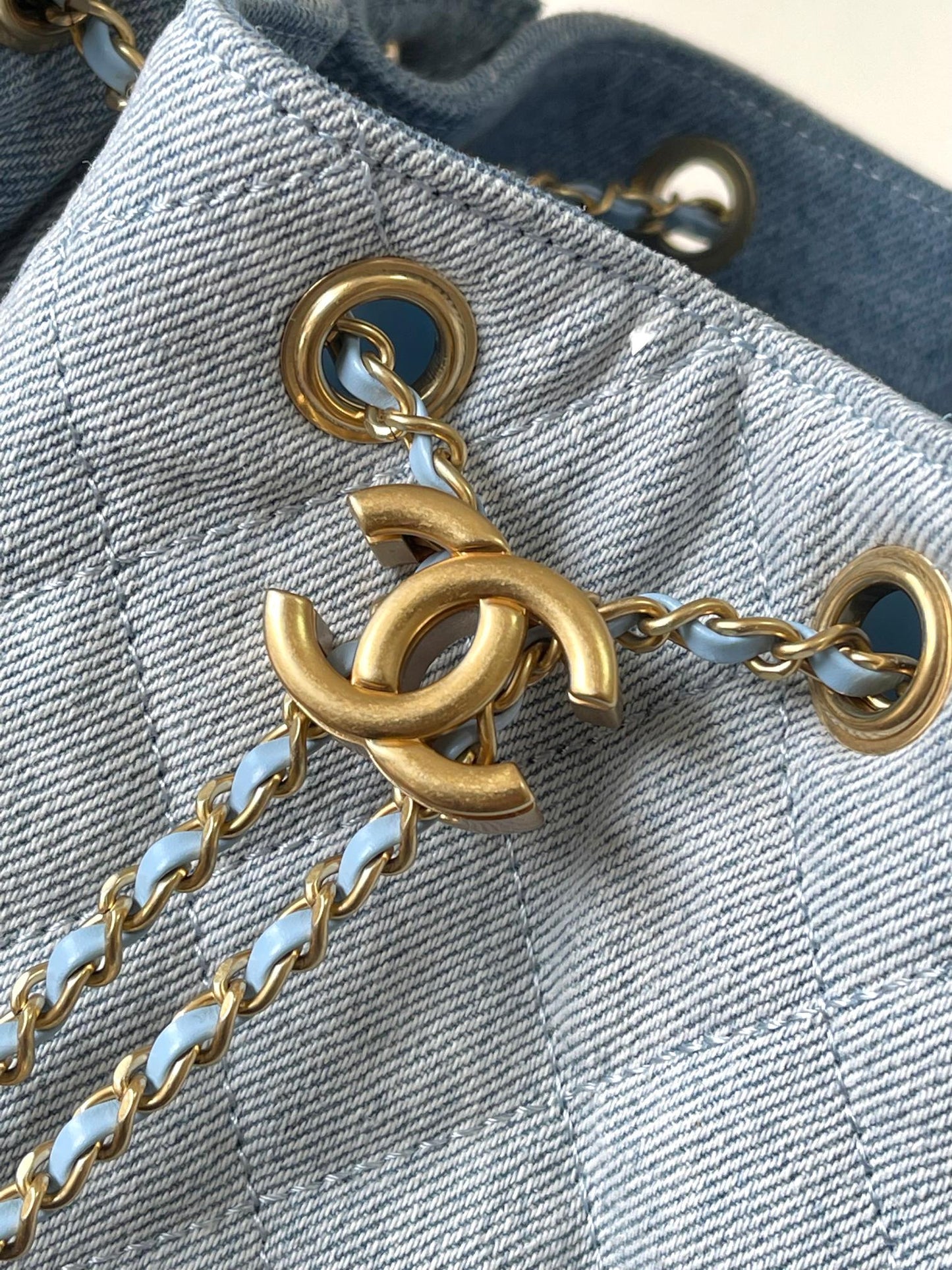 CHANEL 25c Hobo Shoulder Bag | Deerskin & Washed Denim Vintage Full Steel Hardware | 30cm Spacious Crossbody
