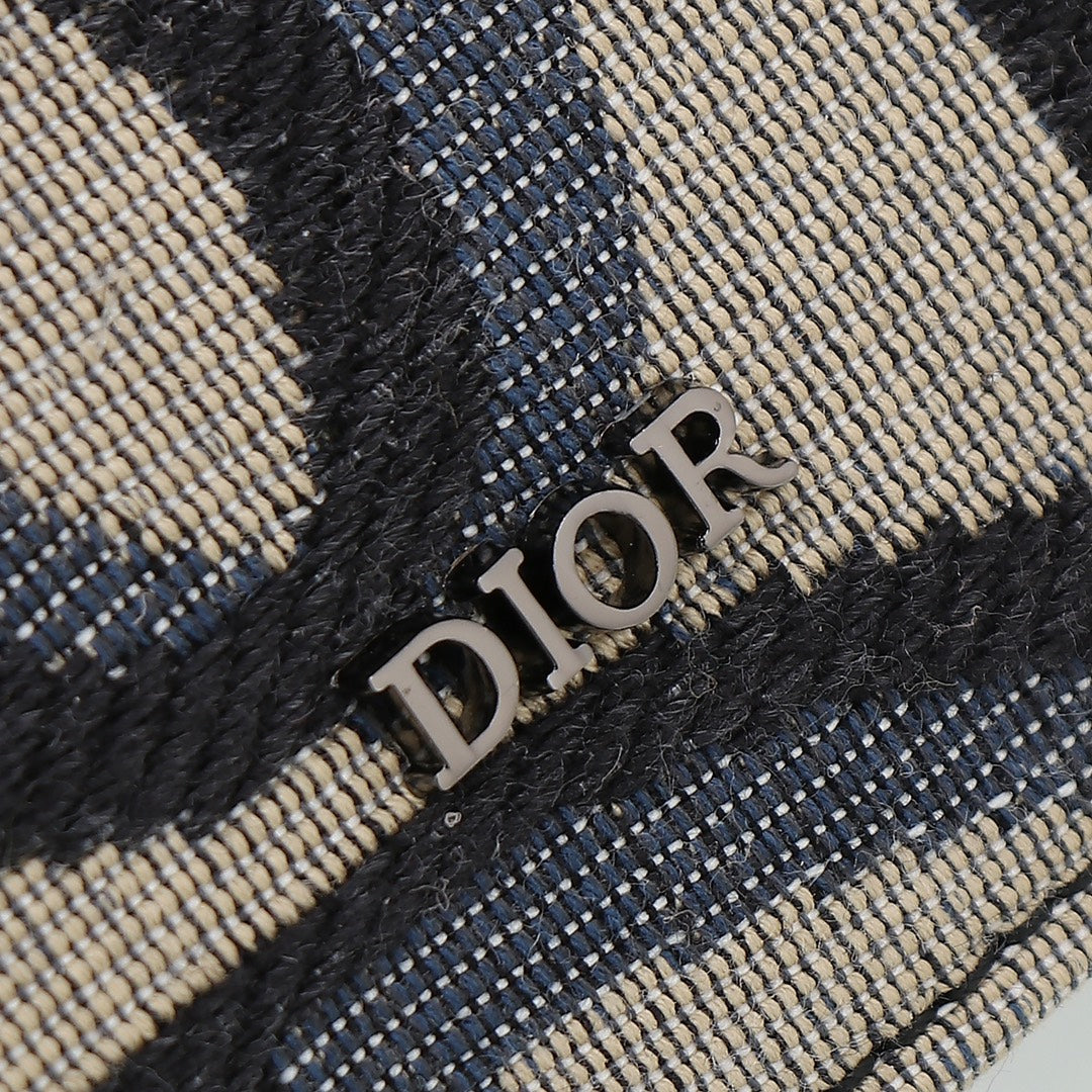 A5 Oblique Print Clutch Bag|Beige & Black Contrast Trim|4 Card Slots & Phone Pocket|Brass Zipper