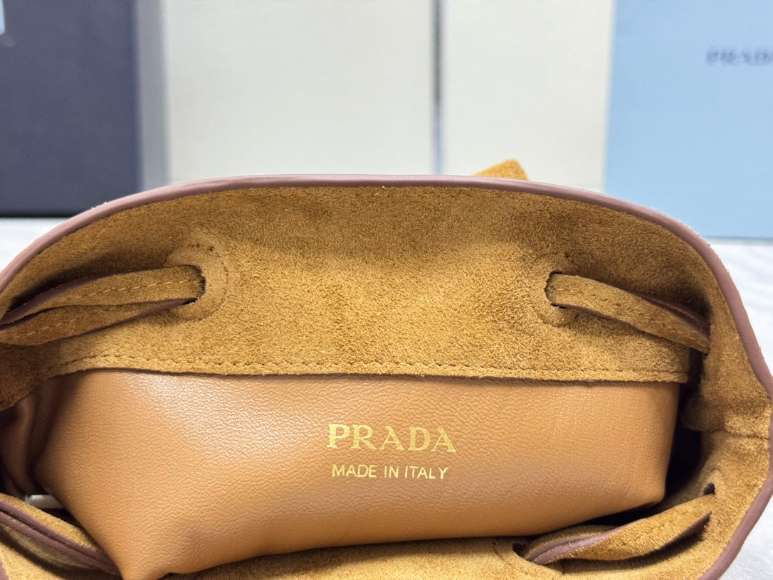 ๐ Mini Drawstring Crossbody Bag - Premium Suede & Lambskin | Dual Straps + Top Hardware | 20cm Cute Casual Purse