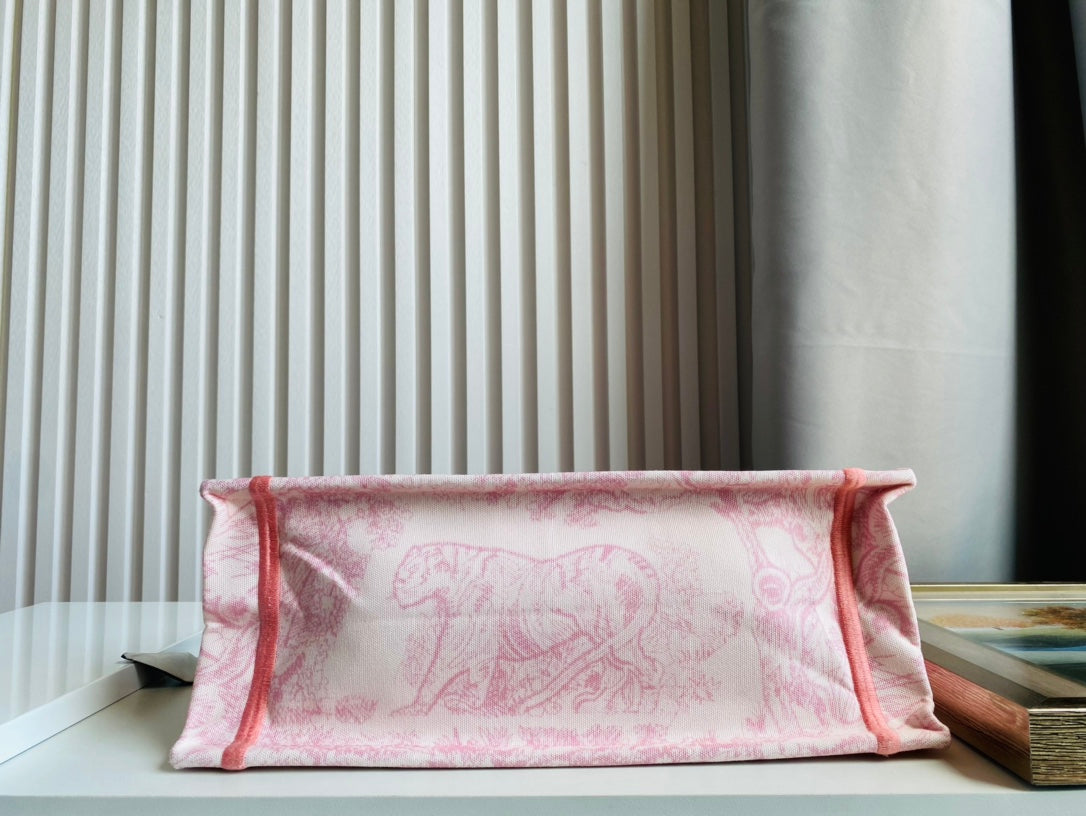 Dior Inspired Pink Tote Bag Elegant Printed Handbag with Large Capacity