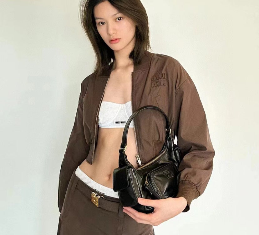 2023 Viral Celebrity Style·Imported Lambskin Multi-Pocket Crossbody Bag | Satin Lining Large Capacity | Sweet & Edgy Versatile
