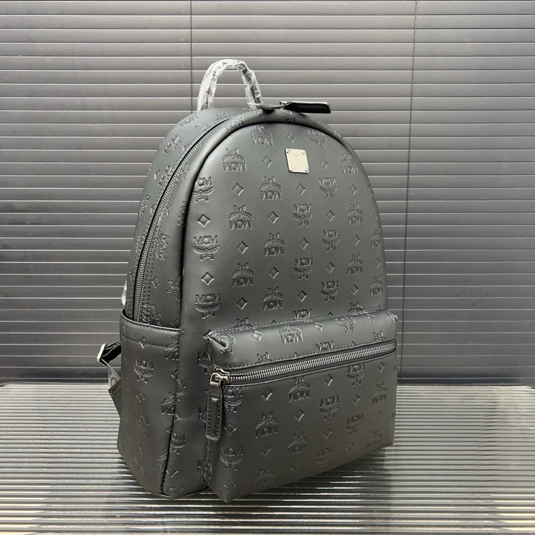 McM Stark Visetos Oversized Backpack | 2K Gold-Plated Rivets & Vintage Monogram Coated Canvas | Unisex Cognac Brown | 40CM Luxury Travel Bag