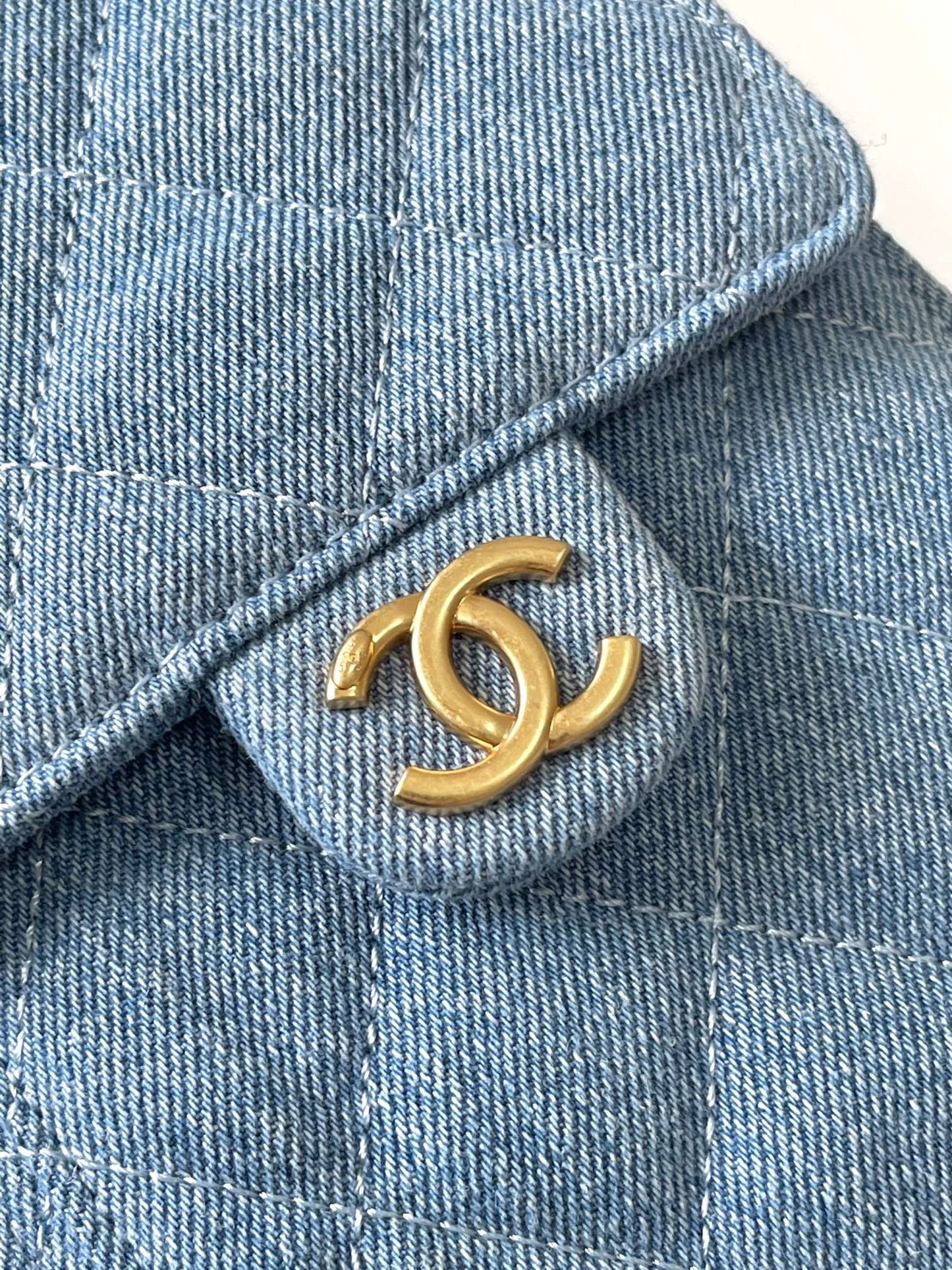 CHANEL 25c Hobo Shoulder Bag | Deerskin & Washed Denim Vintage Full Steel Hardware | 30cm Spacious Crossbody