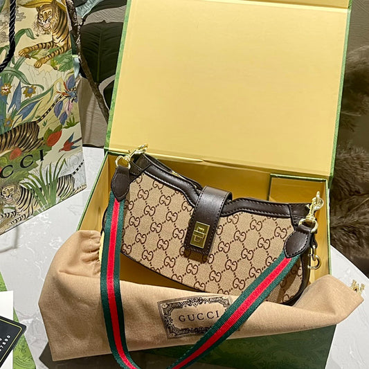 Gucci Moon Side Mini Hobo Bag – 12x24x5cm Retro Lock Clasp, 3rd-Generation Crest, Moonlight-Inspired Luxury