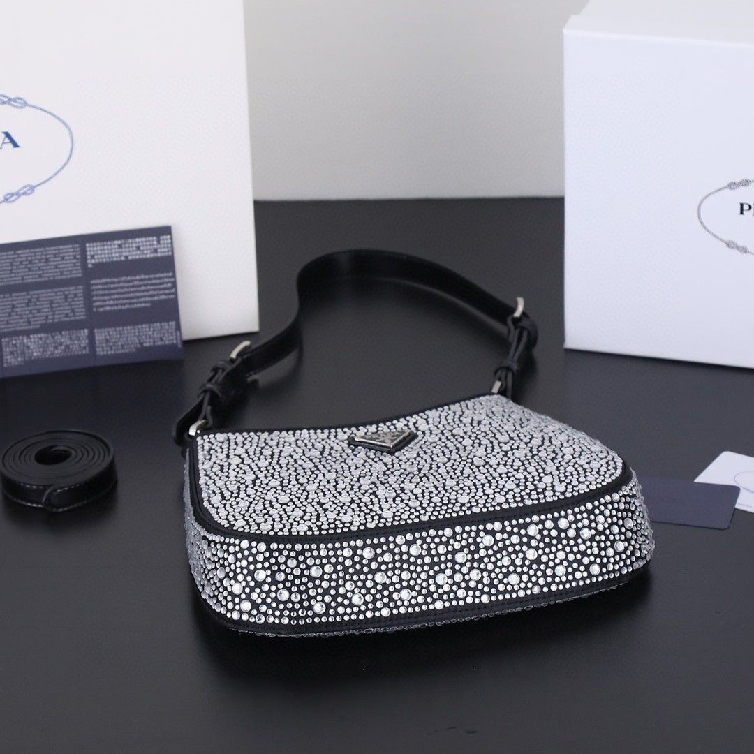 ADA SS21 New Arrival Full Crystal-Embedded Glittering Hobo Bag 22×18×5cm | Bling Night Party Statement Purse