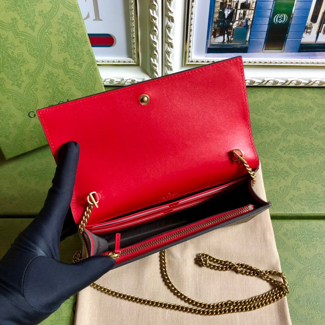 Gucci Summer Cherry Collection Large Red Crystal Clutch - PVC Scarlet Original Quality, Detachable Chain Keyring