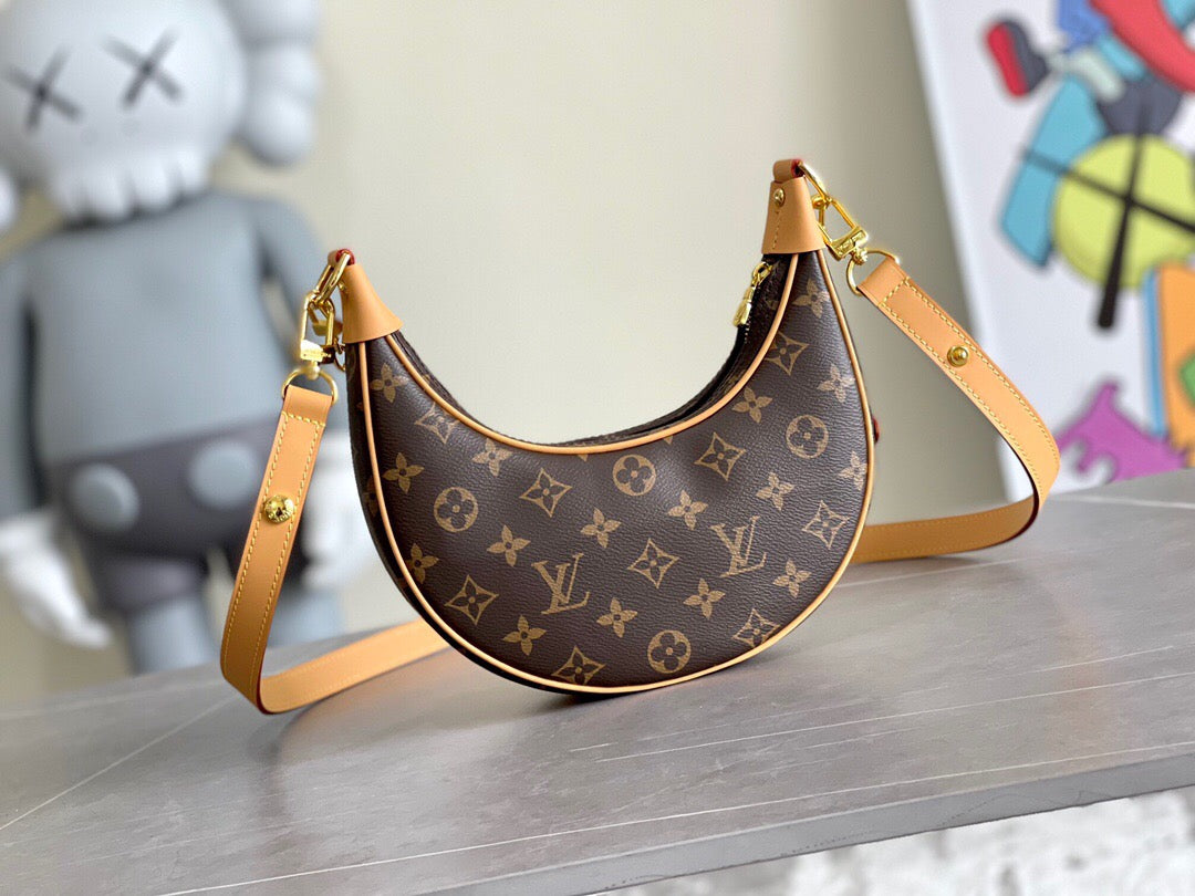 [Premium Original Leather] LV 2022 Early Spring Moon Bag 🌙 Top-Quality Replica with Full Packaging | 24cm Vintage Design, Comparable to Classic Pea Bag