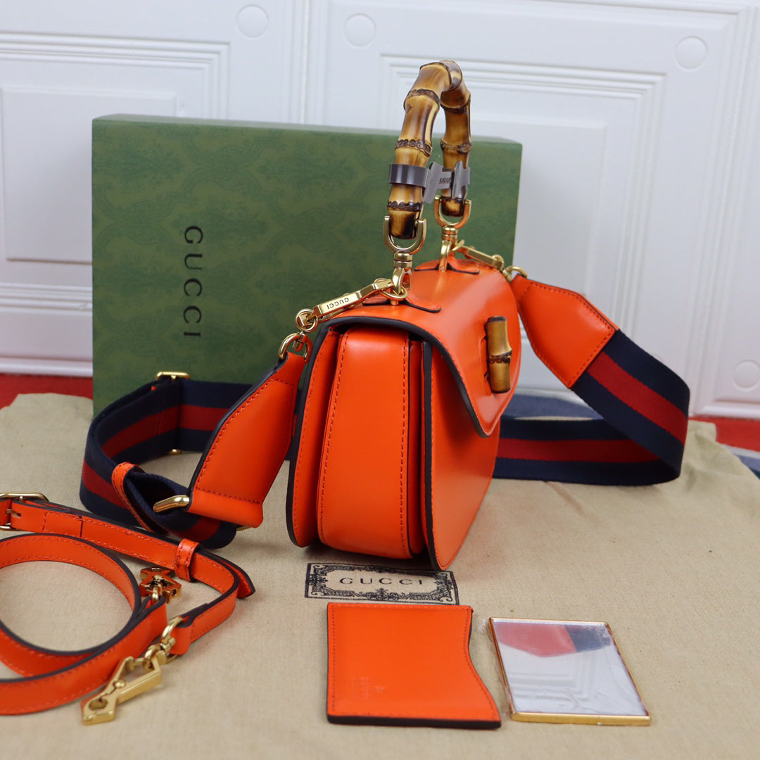Gucci 100th Anniversary Bamboo Bag | Double Adjustable Straps, Premium Leather, 21x15x7cm