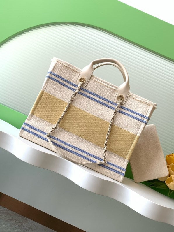 Chanel 25C Early Spring Limited Edition 🌹 Beach Tote 🏖️ | Large Lemon Yellow 🍋 | Surf-Inspired Design + Spacious | Ultimate Vacation Luxury