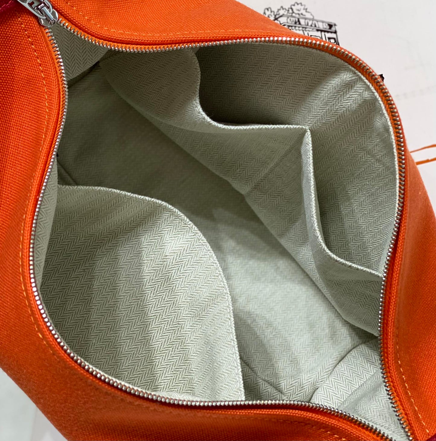 Hermès Orange 25cm Canvas Multi-Functional Toiletry Bag - Convertible Handbag/Organizer Spacious Travel Essentials
