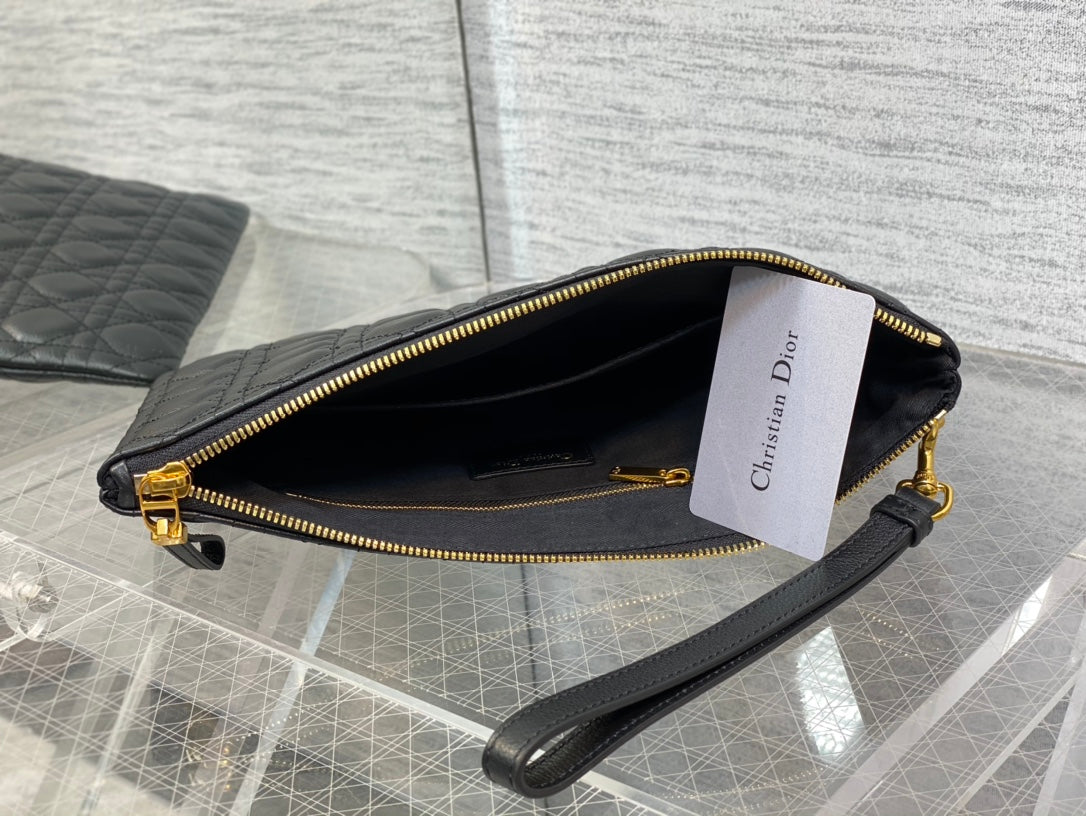 Dior Caro Daily 30cm Black Vintage Handheld Bag Detachable Wrist Strap & Multi-Use Design