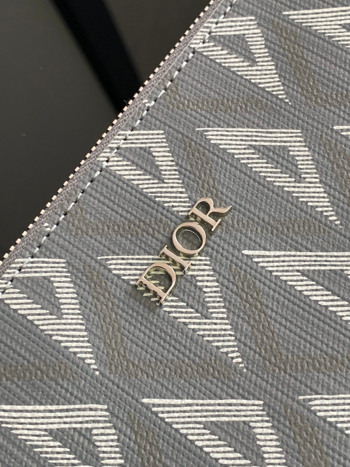 Dior A5 Grey Diamond Quilted Clutch | Marc Bohan Archival Design | Detachable Leather Strap | 30cm Calfskin Accessory
