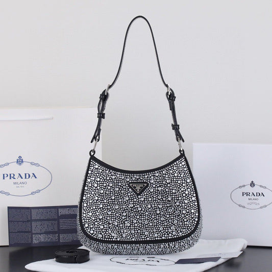 ADA SS21 New Arrival Full Crystal-Embedded Glittering Hobo Bag 22×18×5cm | Bling Night Party Statement Purse