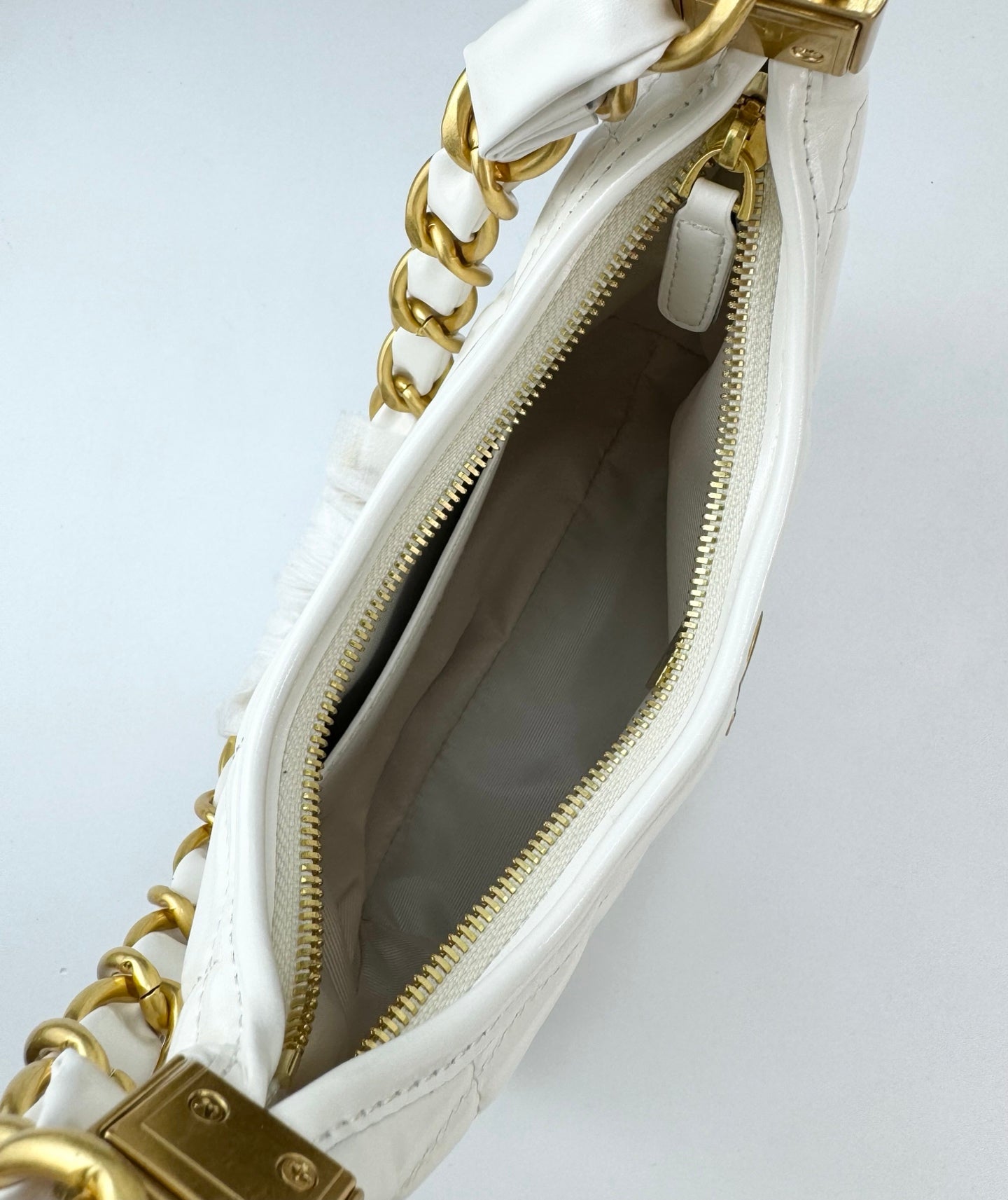 Chanel Sakura Pink Hobo Bag | 24K Gold Chunky Chain Strap | 22cm Lightweight Wax Leather Crossbody