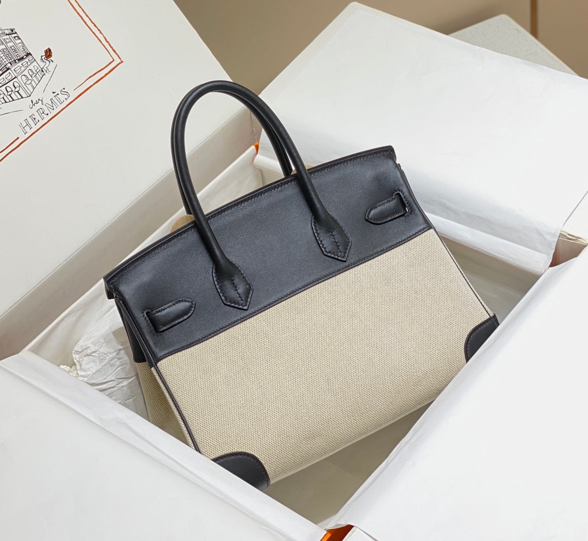 Hermès Birkin 30cm Vintage Revival Tote | Swift Leather & Canvas Hybrid with Steel Hardware & Beeswax Stitching