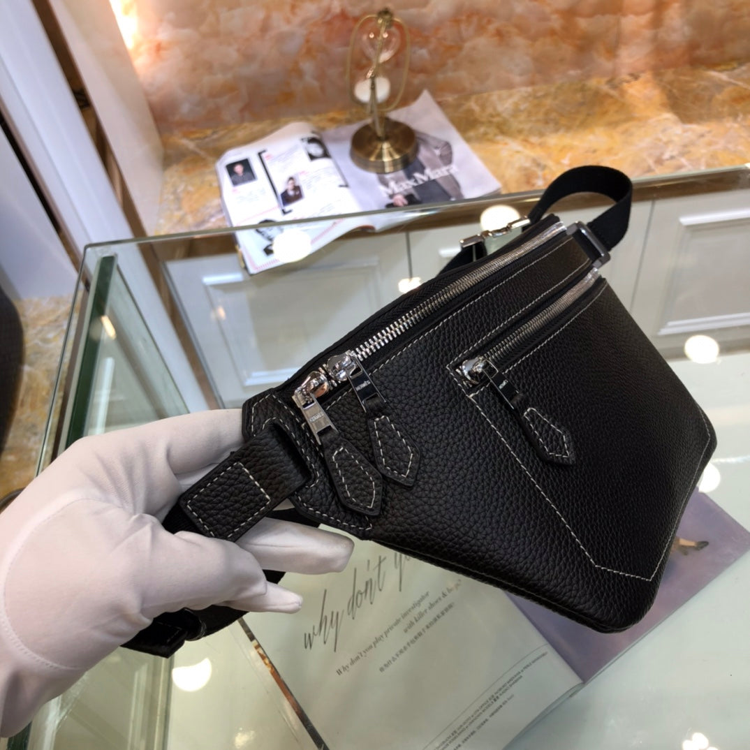 Hermès 2023 New Crossbody Bag 33x18x2cm | Original Calfskin Premium Zipper Double Pocket