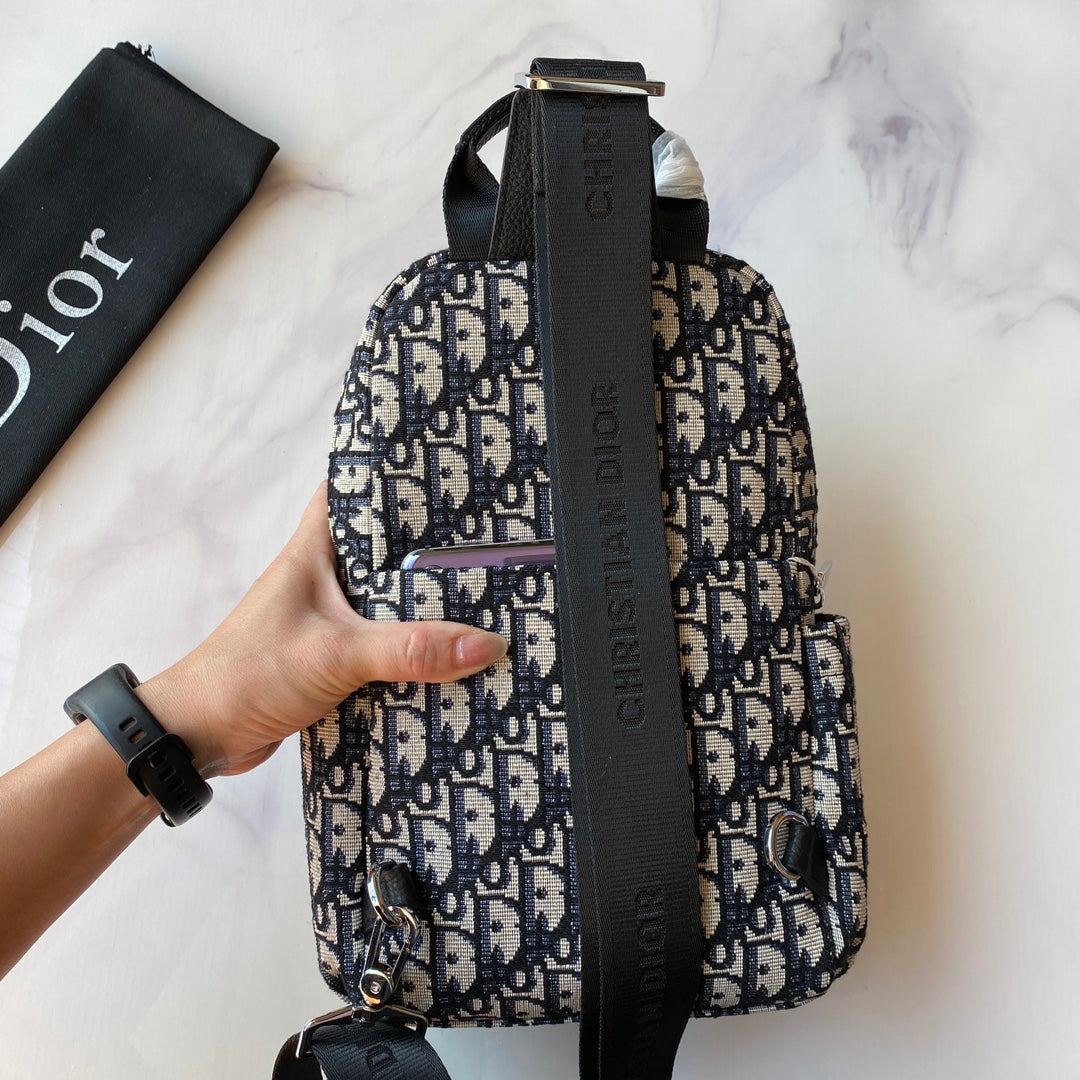 DIOR Men's Chest Bag Crossbody - Model 2062 (29×17×6.5cm) | Genuine Leather & Imported Fabric | Original Hardware