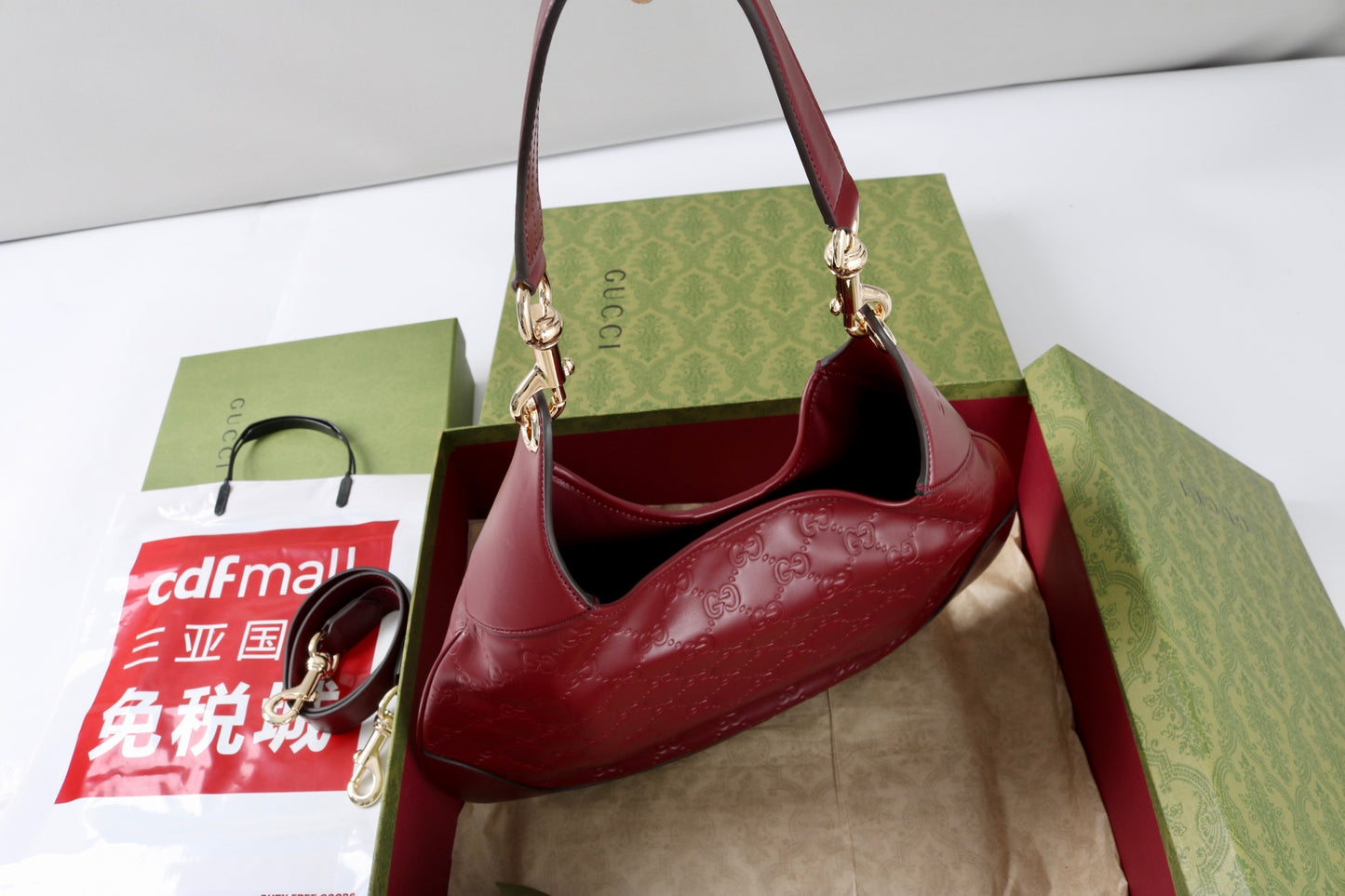 Gucci Body Double Lock Shoulder Bag | Ankara Red GG Embossed Leather, Vintage 1950s Inspired Design