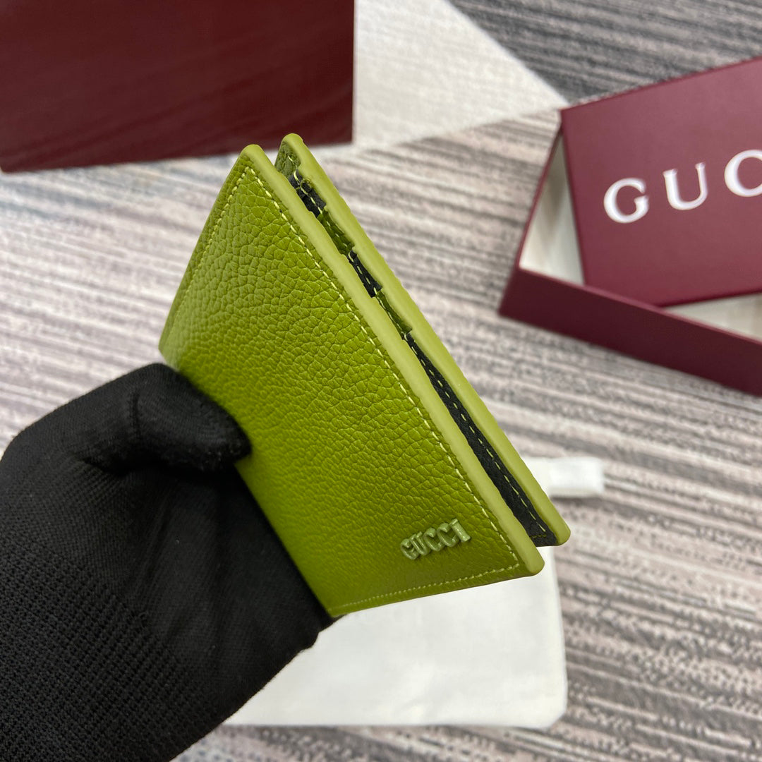 Gucci 2025 Early Spring Collection Green Calfskin Leather Bifold Wallet - Iconic Motif, Reimagined Elegance