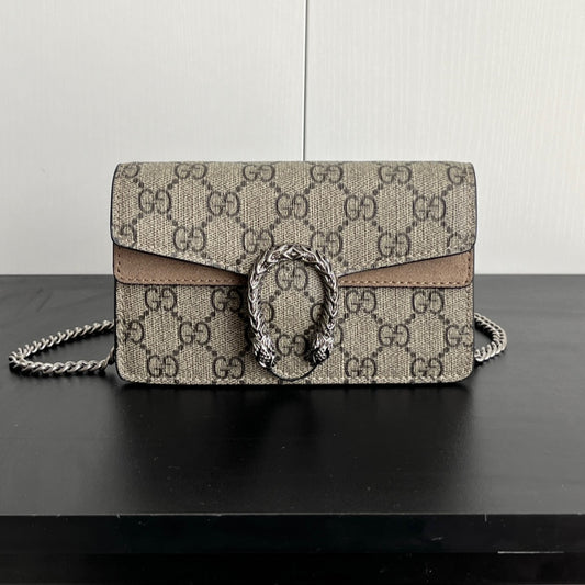 Gucci Dionysus Mini Bag 16.5x10cm Khaki Calfskin, Iconic Buckle, Entry-Level Statement Piece