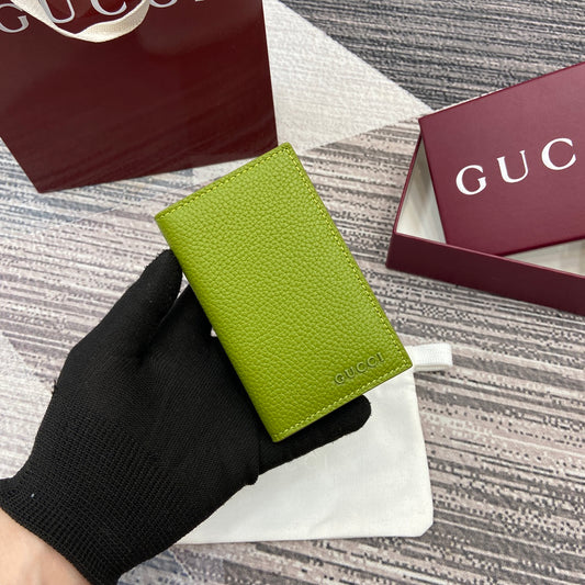 Gucci 2025 Early Spring Collection Green Calfskin Leather Bifold Wallet - Iconic Motif, Compact Elegance
