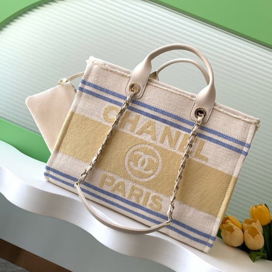 Chanel 25C Early Spring Limited Edition 🌹 Beach Tote 🏖️ | Large Lemon Yellow 🍋 | Surf-Inspired Design + Spacious | Ultimate Vacation Luxury