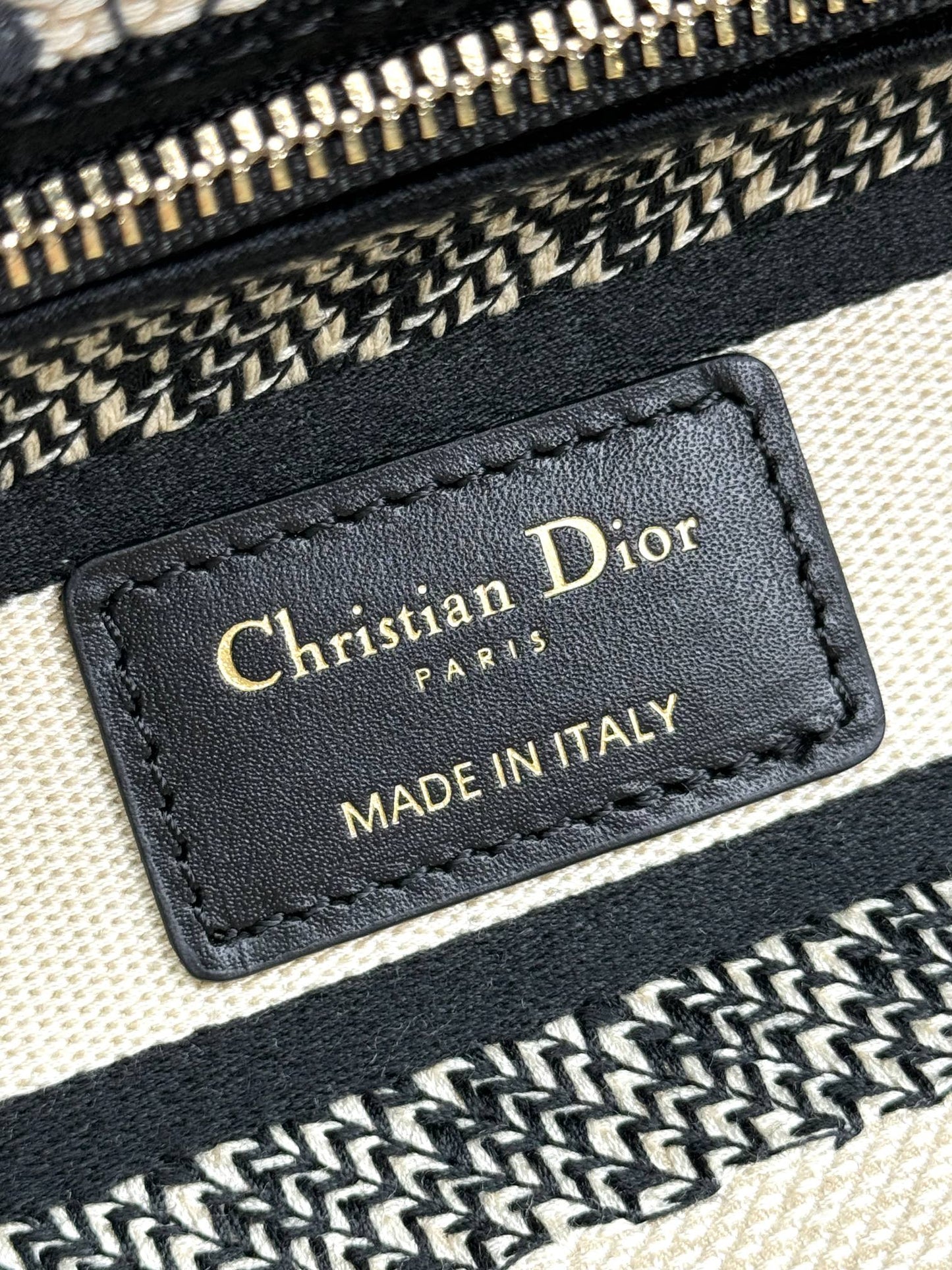 Dior Lady D-LITE Black Peony Embroidery Bag - Pietro Ruffo Collaboration with Detachable Strap & Gold D.I.O.R. Charms (Medium 24cm Artist Limited Edition)