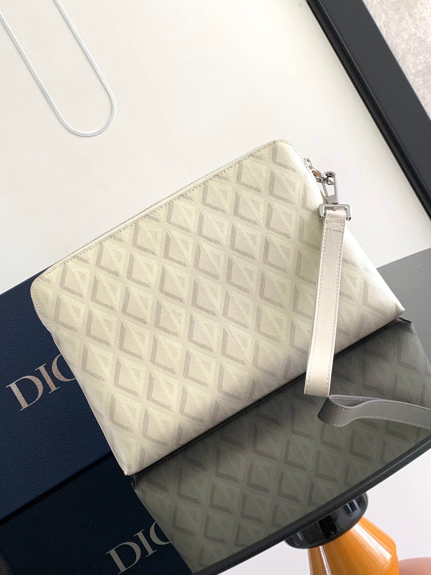 Dior A5 Diamond Quilted Canvas Clutch | P300 Thick Edition | Detachable Leather Strap | Full Original Packaging