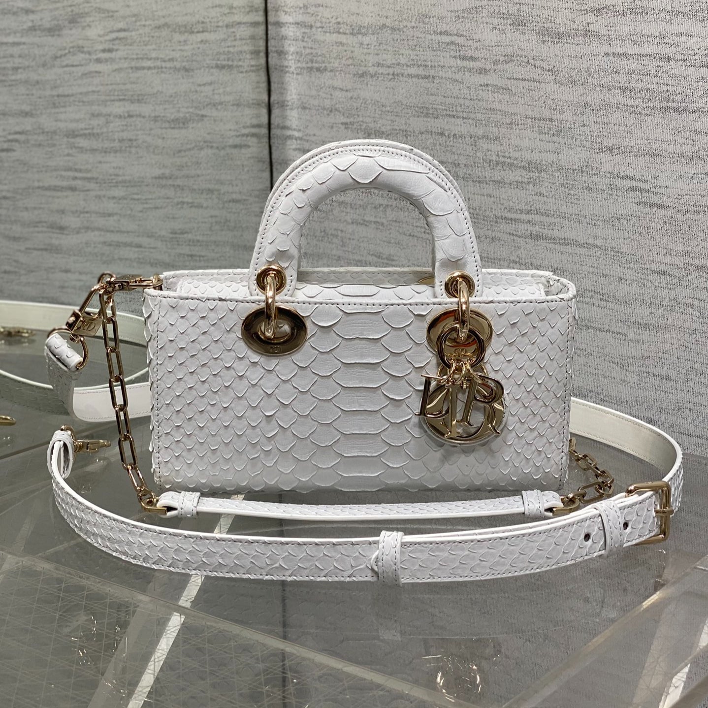 Dior Oblique 22cm Rare Python Skin Bag | Unique Natural Grain & Full Set