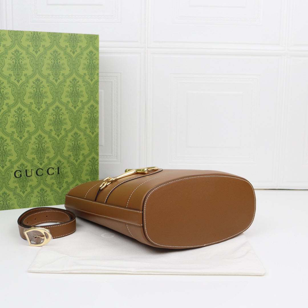 Gucci 73 Horsebit Bucket Bag SS2025 | Mocha Brown Oversized Tote with 3-Way Strap | 26x27.5x11.5cm