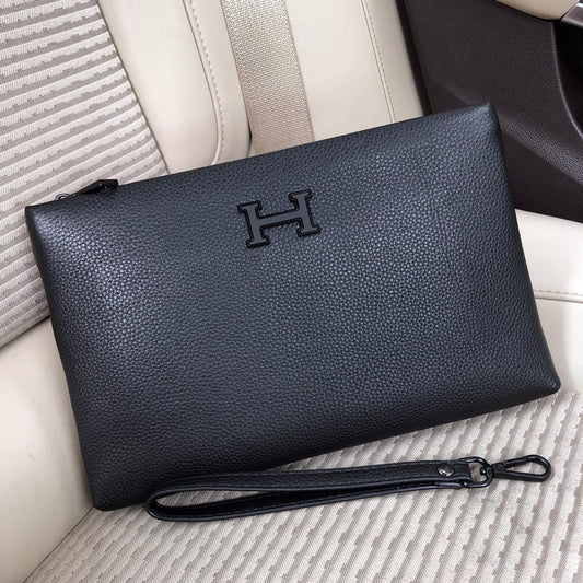 Hermès Men's Top-Grain Leather Clutch BagEuropean Parallel Import Genuine Hardware & Logo