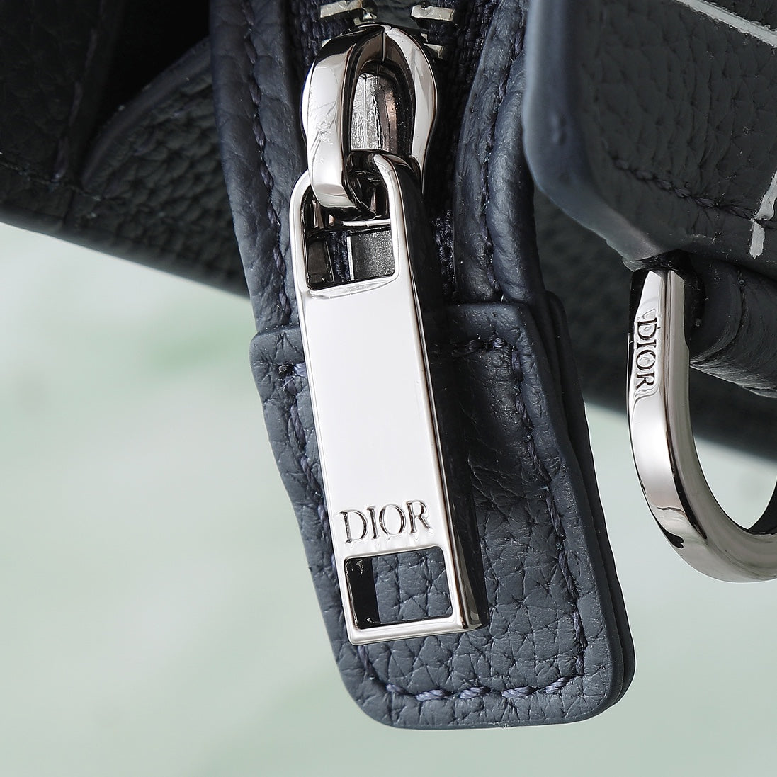 Dior Navy Blue A5 Triangle Clutch｜3D Gravity Embossed Leather｜6 Card Slots & Detachable Strap