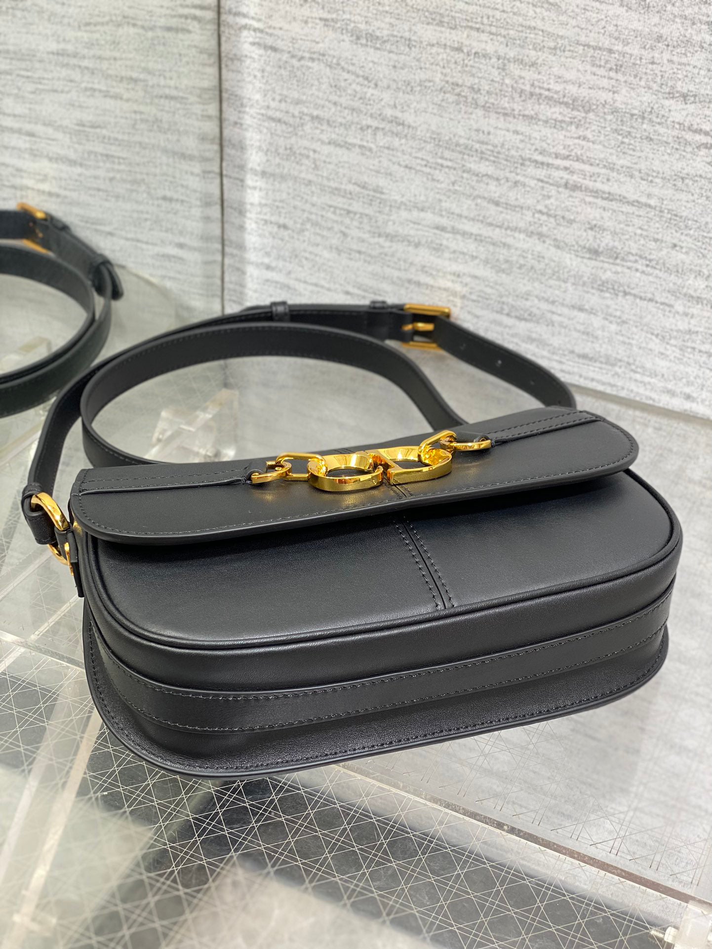 【New Arrival】Dior Besace Black/Oblique Crossbody Bag | Gold-Tone CD Logo Clasp | 24cm Soft Luxury Tote