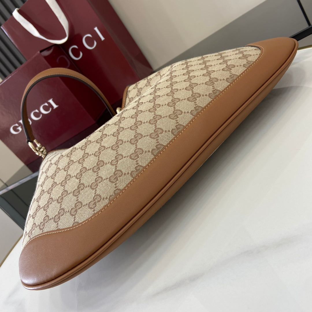 Gucci Body Double-Lock Medium Shoulder Bag - Vintage 1950s Original GG Canvas with Detachable Clutch