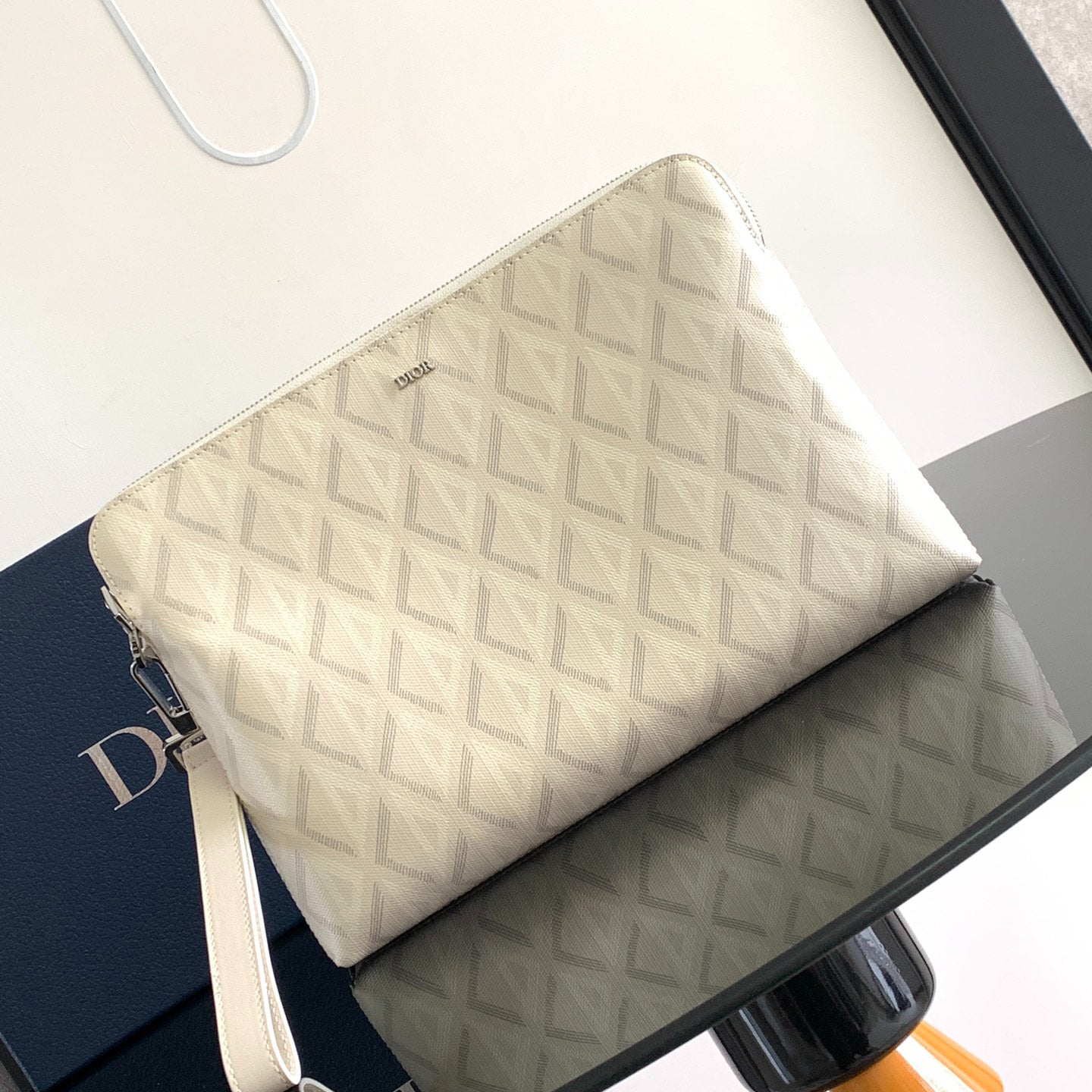 Dior A5 Diamond Quilted Canvas Clutch | P300 Thick Edition | Detachable Leather Strap | Full Original Packaging