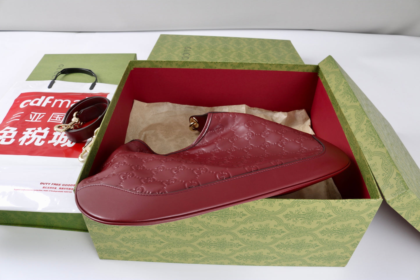 Gucci Body Double Lock Shoulder Bag | Ankara Red GG Embossed Leather, Vintage 1950s Inspired Design