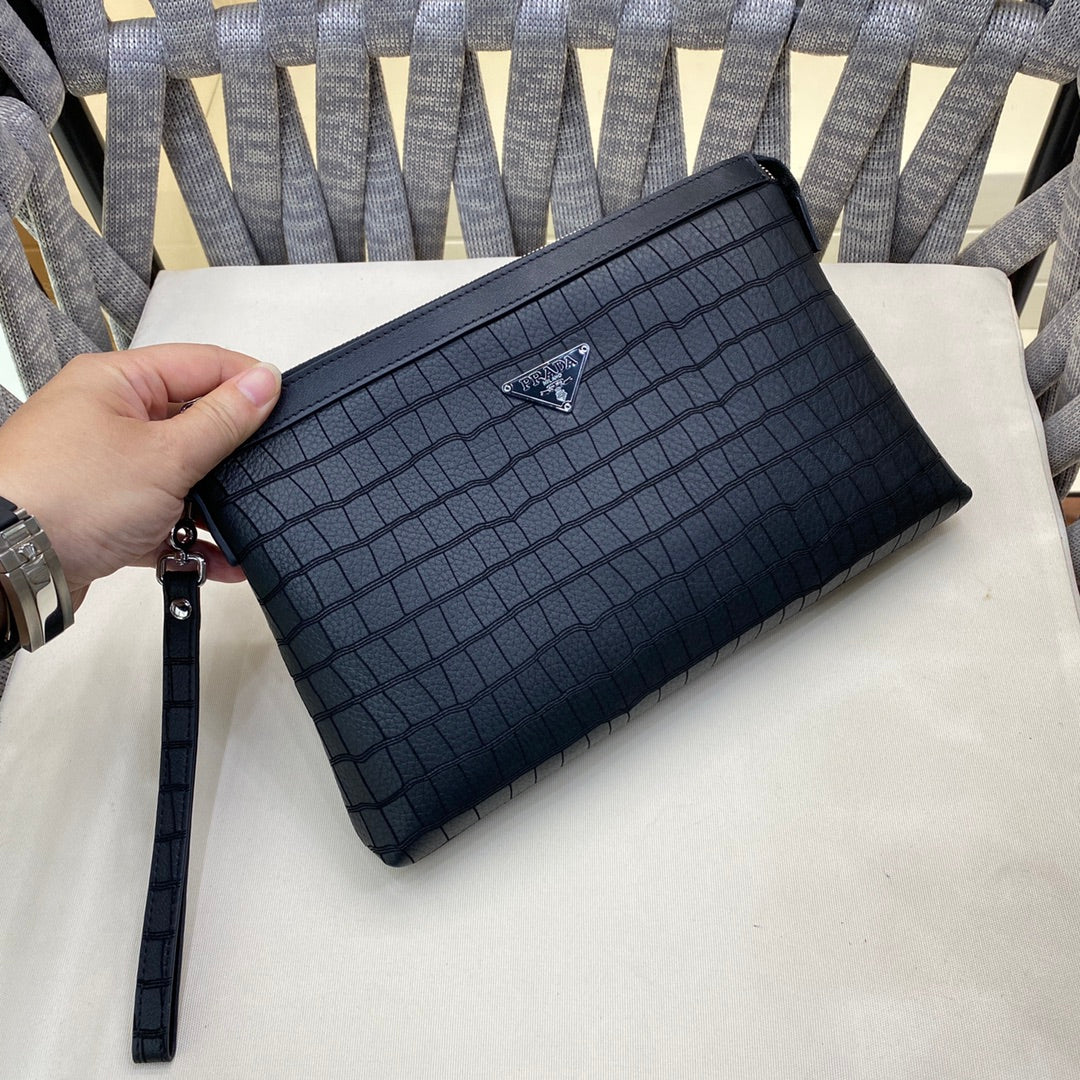 💰 Luxury Genuine Leather Clutch Bag - Premium Lining & Craftsmanship | 29cm Designer Envelope Bag | Black Gift Box