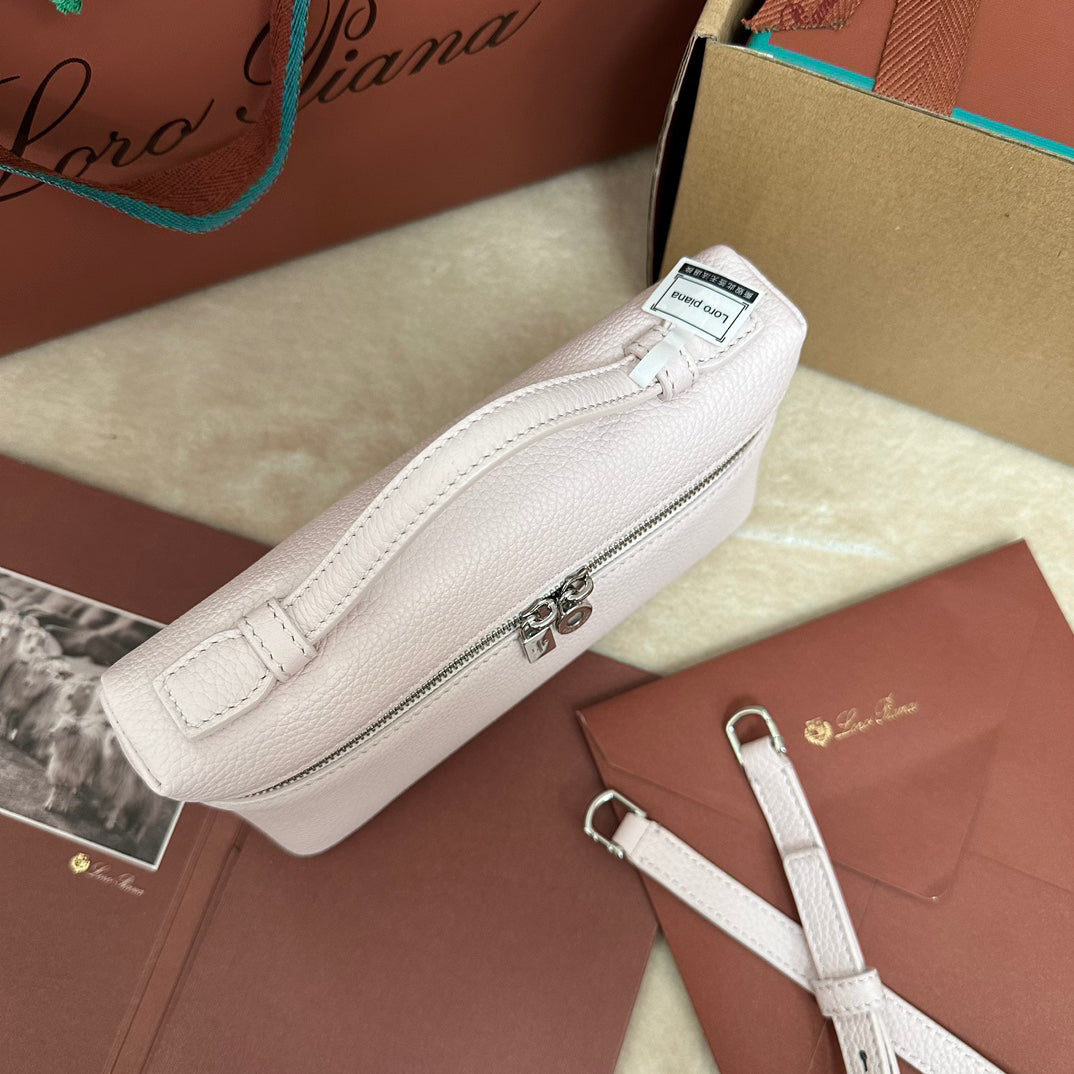 Extra cket L19 Light Peony Pink Calfskin Top Handle Bag - Detachable Strap, Dual Zipper, Lambskin Lining, Mini Crossbody