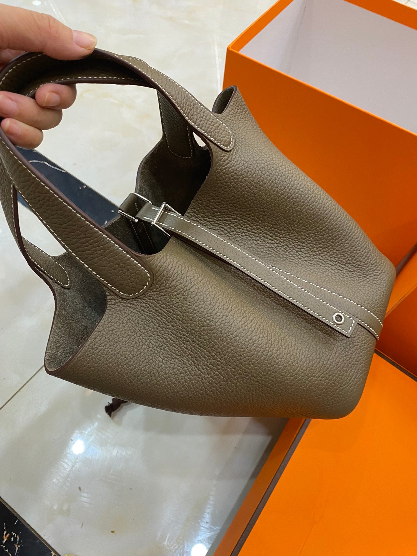 Hermès Picotin 18cm Etoupe Silver Hardware | Top-Grade Handcrafted Calfskin | Luxury Everyday Tote Bag