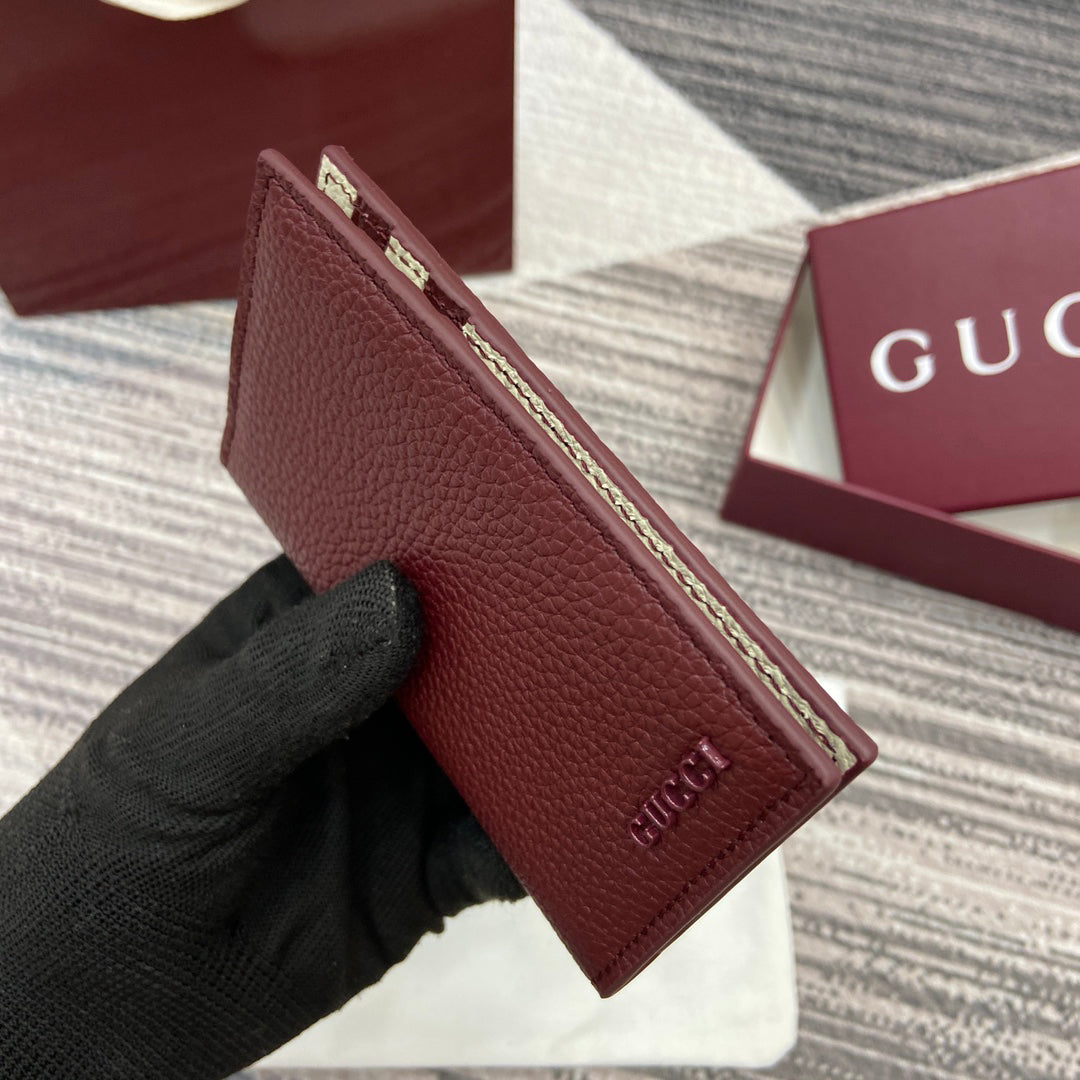 Gucci 2025 Early Spring Collection Deep Blue-Oat Calfskin Leather Bifold Wallet - Contrast Motif, Timeless Revival