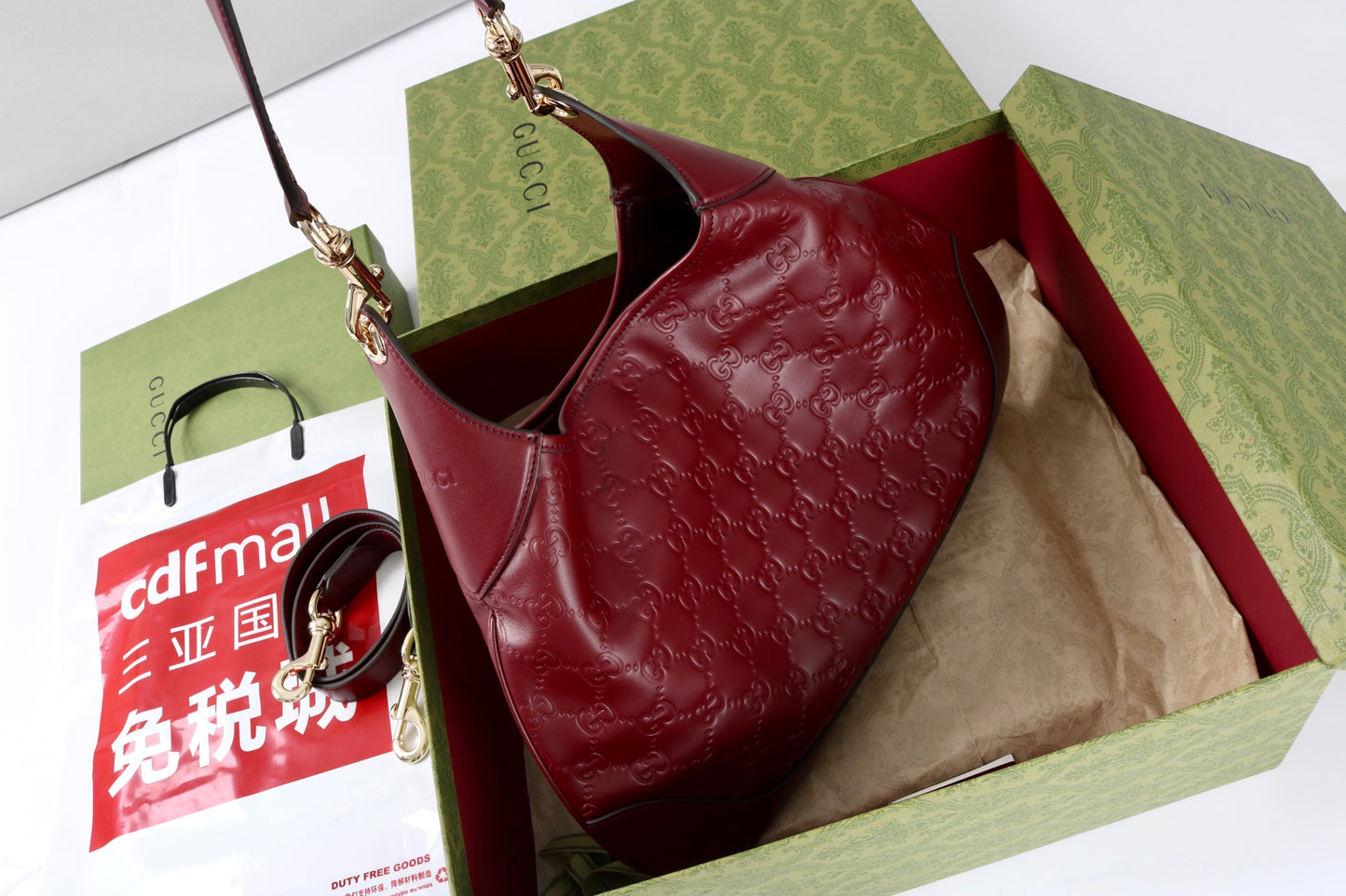 Gucci Body Double Lock Shoulder Bag | Ankara Red GG Embossed Leather, Vintage 1950s Inspired Design