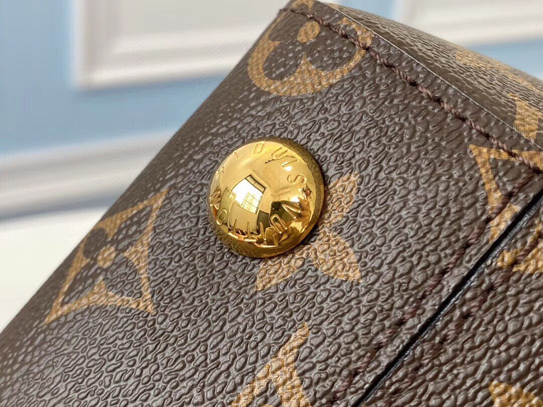 【Top Original Quality with Packaging】LOUIS VUITTON Monogram Autumn/Winter New Rose Red Leather Strap Tote Bag 28*20*10cm Detachable Strap & Protective Studs