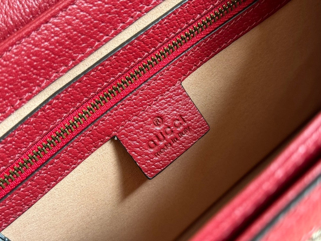 Gucci Queen Margaret Small Tote - 1970s Bee Crystal Clasp with GG Canvas & Suede Microfiber