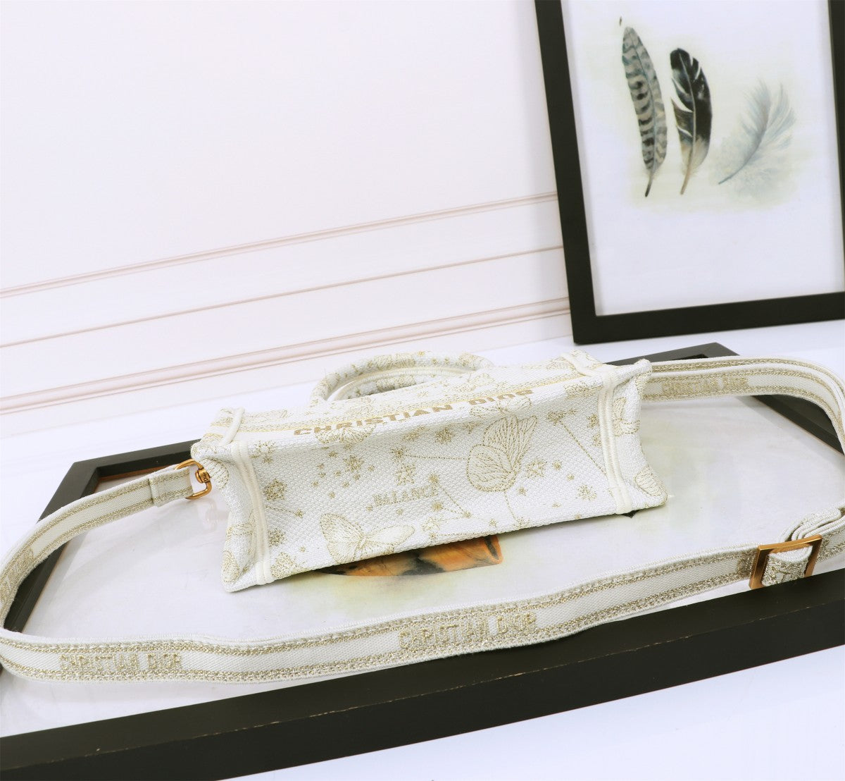 Dior Book Tote Mini Golden Butterfly Shoulder Bag | 2024 Pre-Spring Collection | Oblique Print | Detachable Strap | 21.5cm Tote