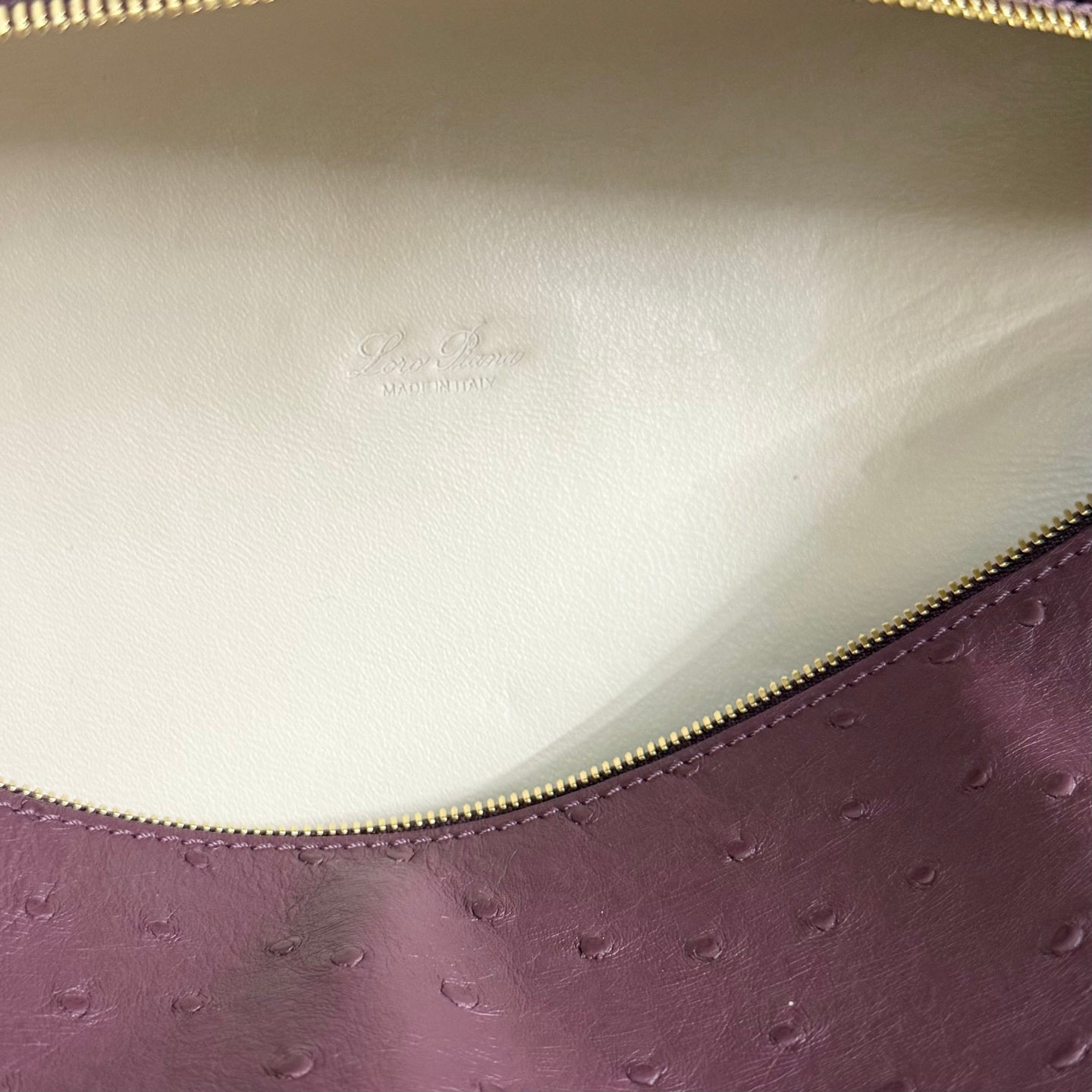 Extra cket L27 Wine Red Ostrich Leather Wide Top Handle Bag - Gold Hardware, Dual Zipper, Lambskin Lining