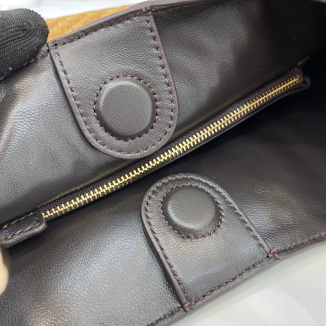 Gucci Body Double-Lock Shoulder Bag - Vintage 1950s Inspired Brown GG Suede with Adjustable Strap