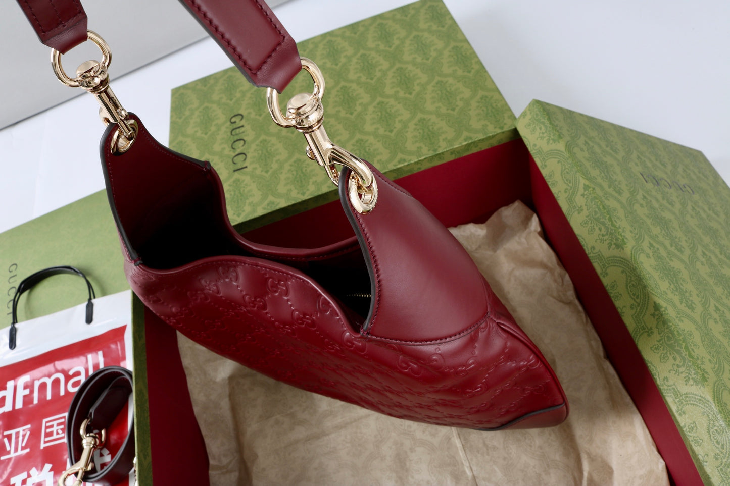 Gucci Body Double Lock Shoulder Bag | Ankara Red GG Embossed Leather, Vintage 1950s Inspired Design