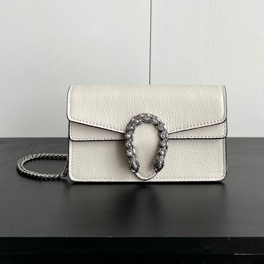 Gucci Dionysus Mini Bag – 16.5x10cm Cream White Calfskin, Tiger Buckle, Entry-Level Chic Bomb