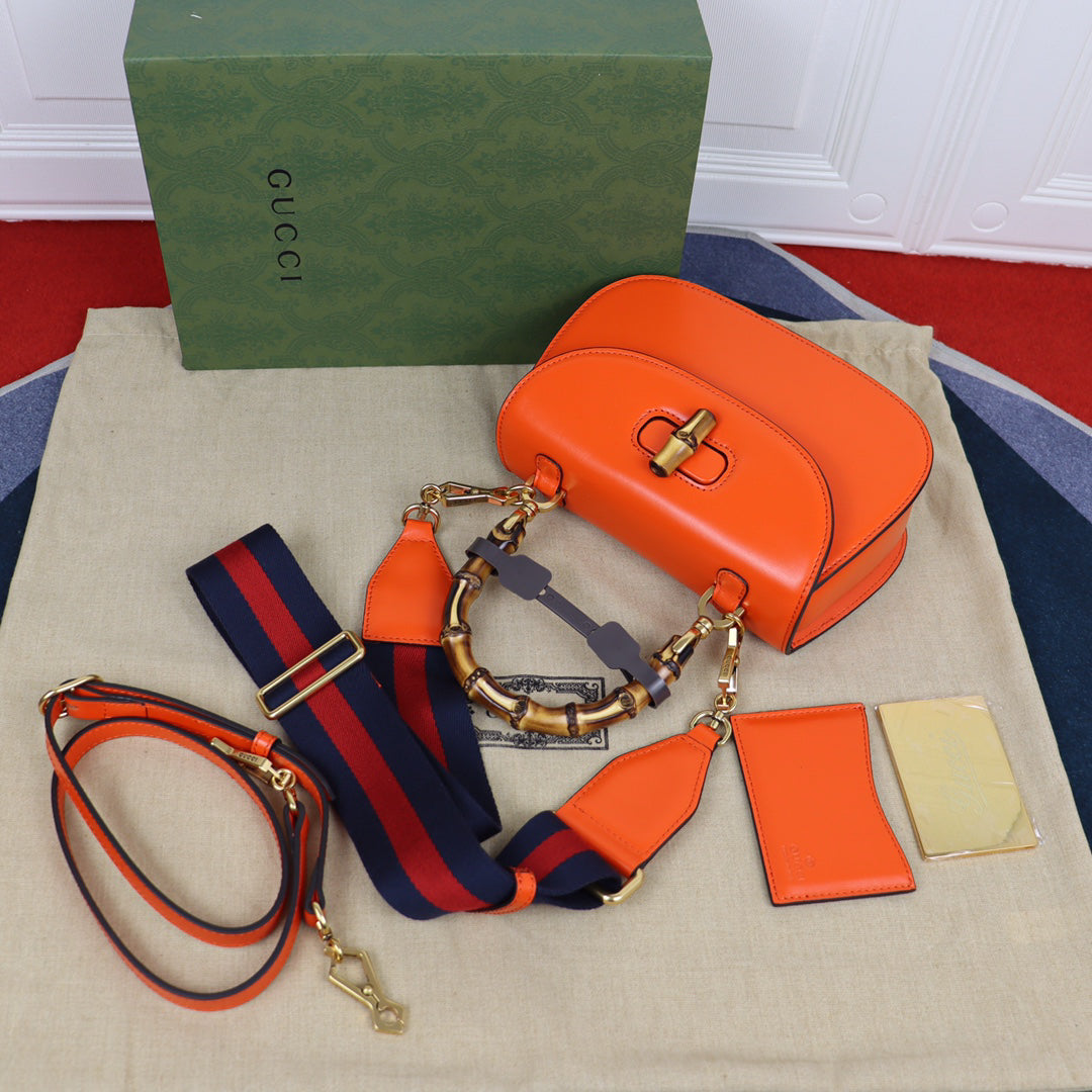 Gucci 100th Anniversary Bamboo Bag | Double Adjustable Straps, Premium Leather, 21x15x7cm