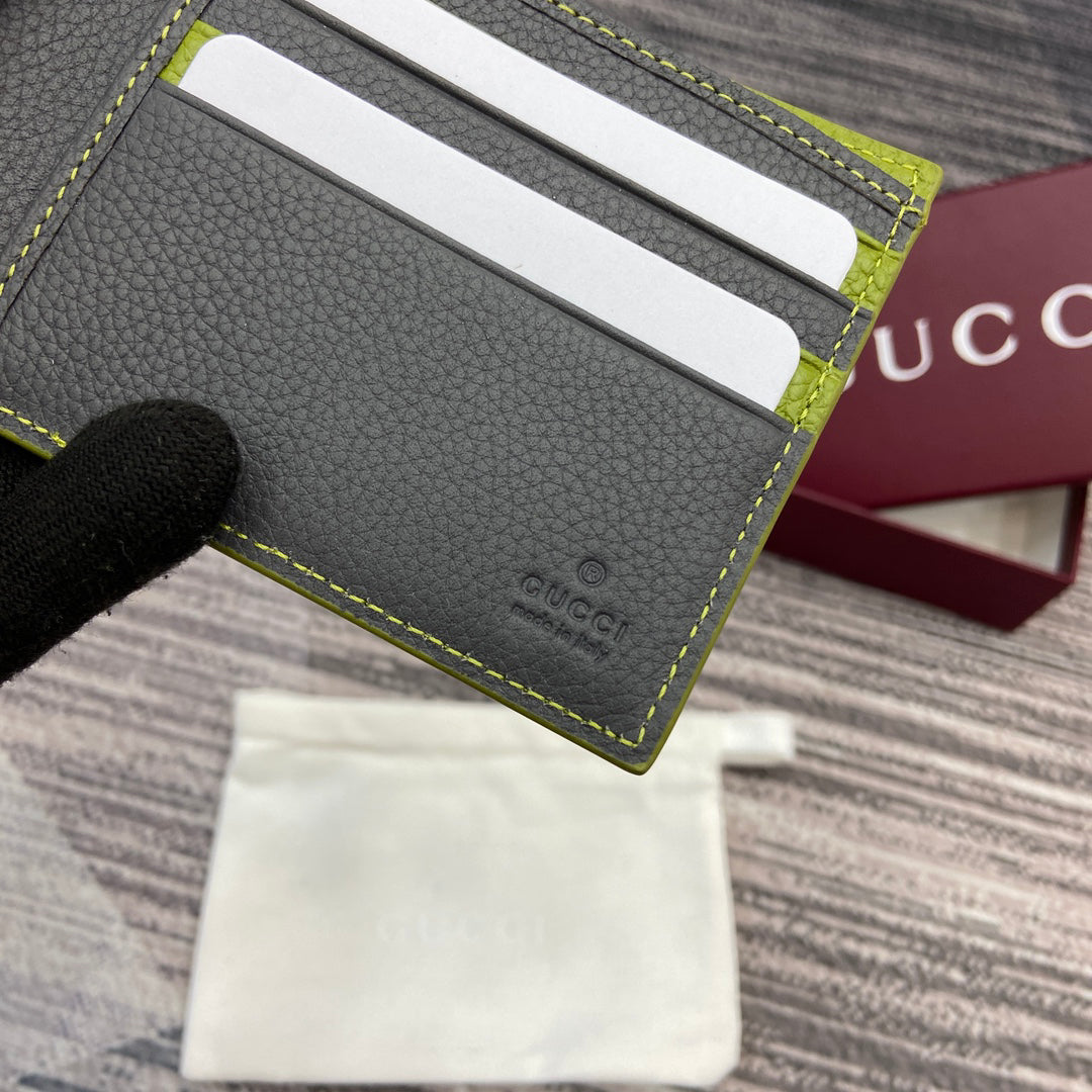 Gucci 2025 Early Spring Collection Green Calfskin Leather Bifold Wallet - Iconic Motif, Reimagined Elegance